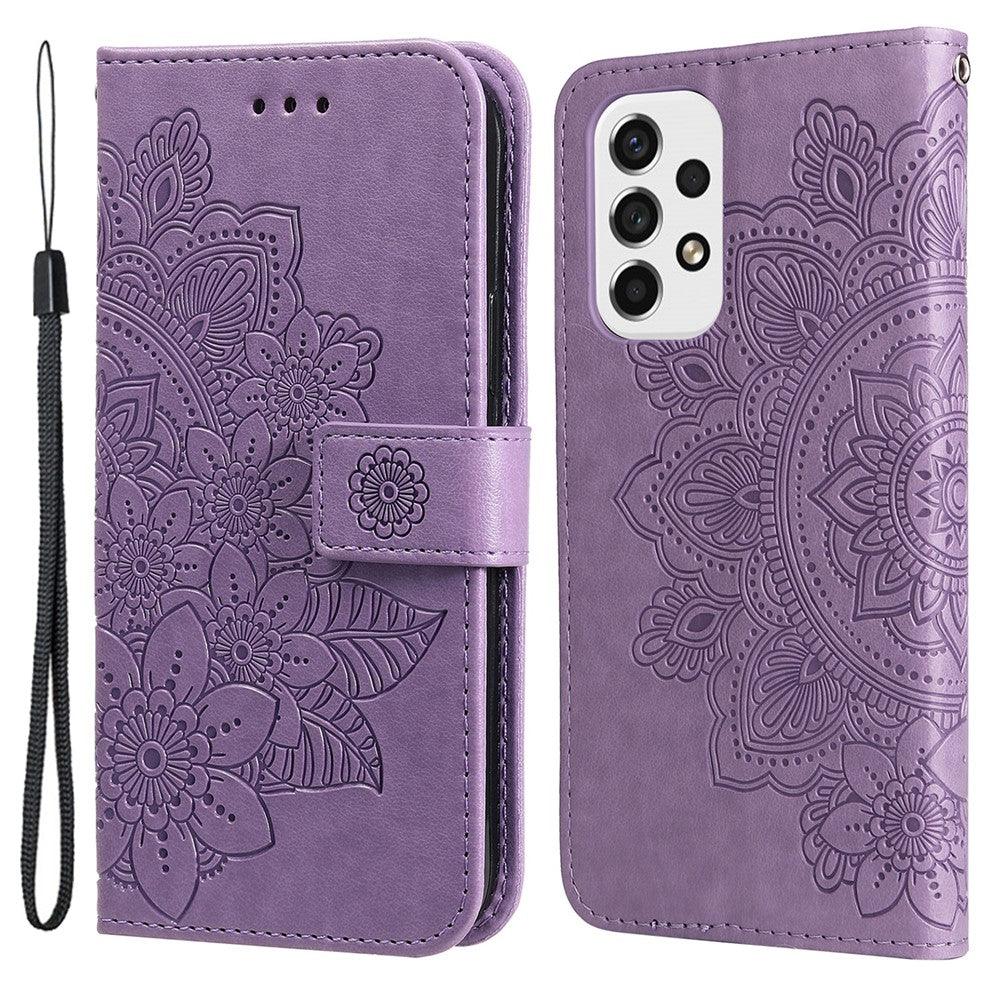 Til Samsung Galaxy A53 5G Etui Blomstret Mønster PU Læder Pung Stativ Telefoncover