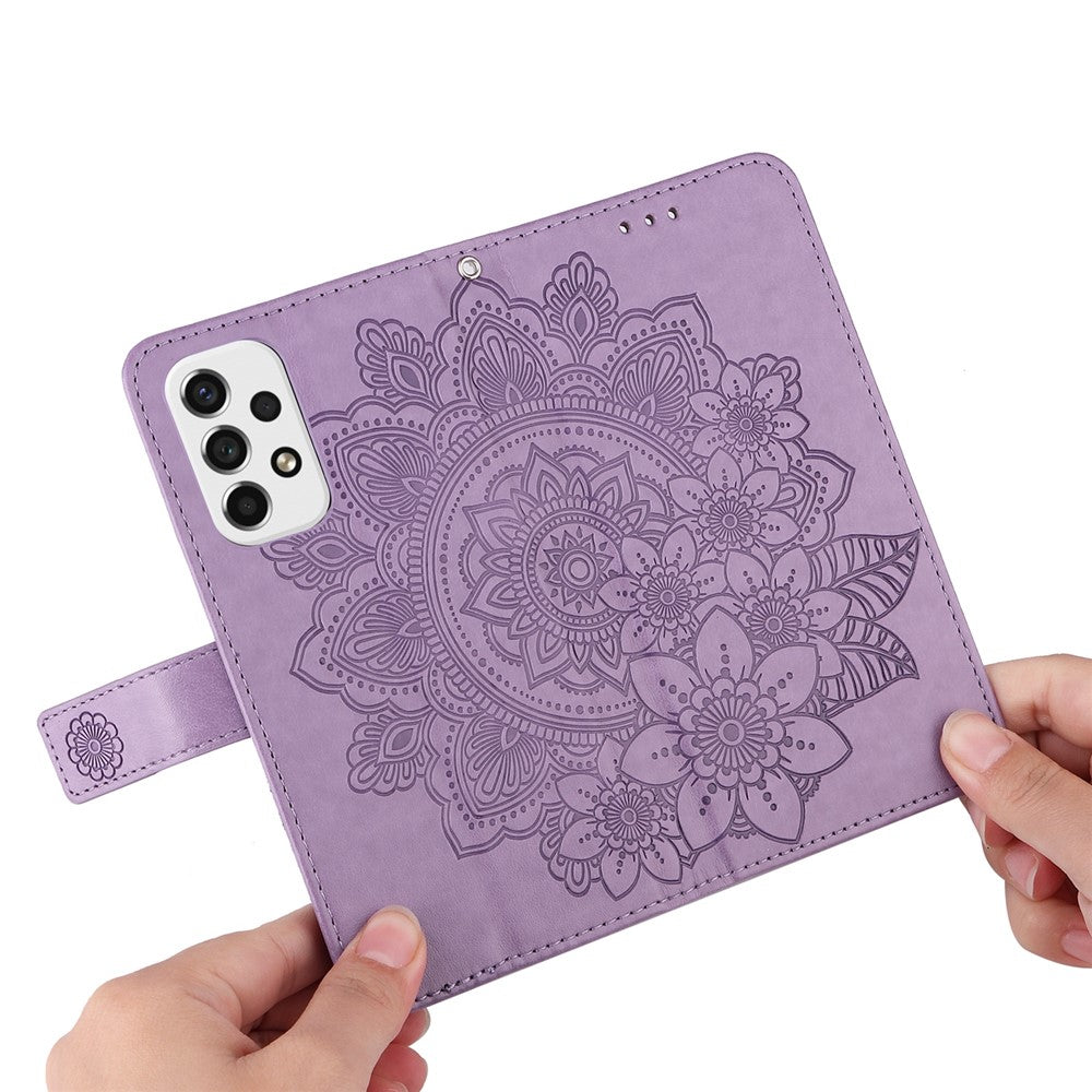 Til Samsung Galaxy A53 5G Etui Blomstret Mønster PU Læder Pung Stativ Telefoncover
