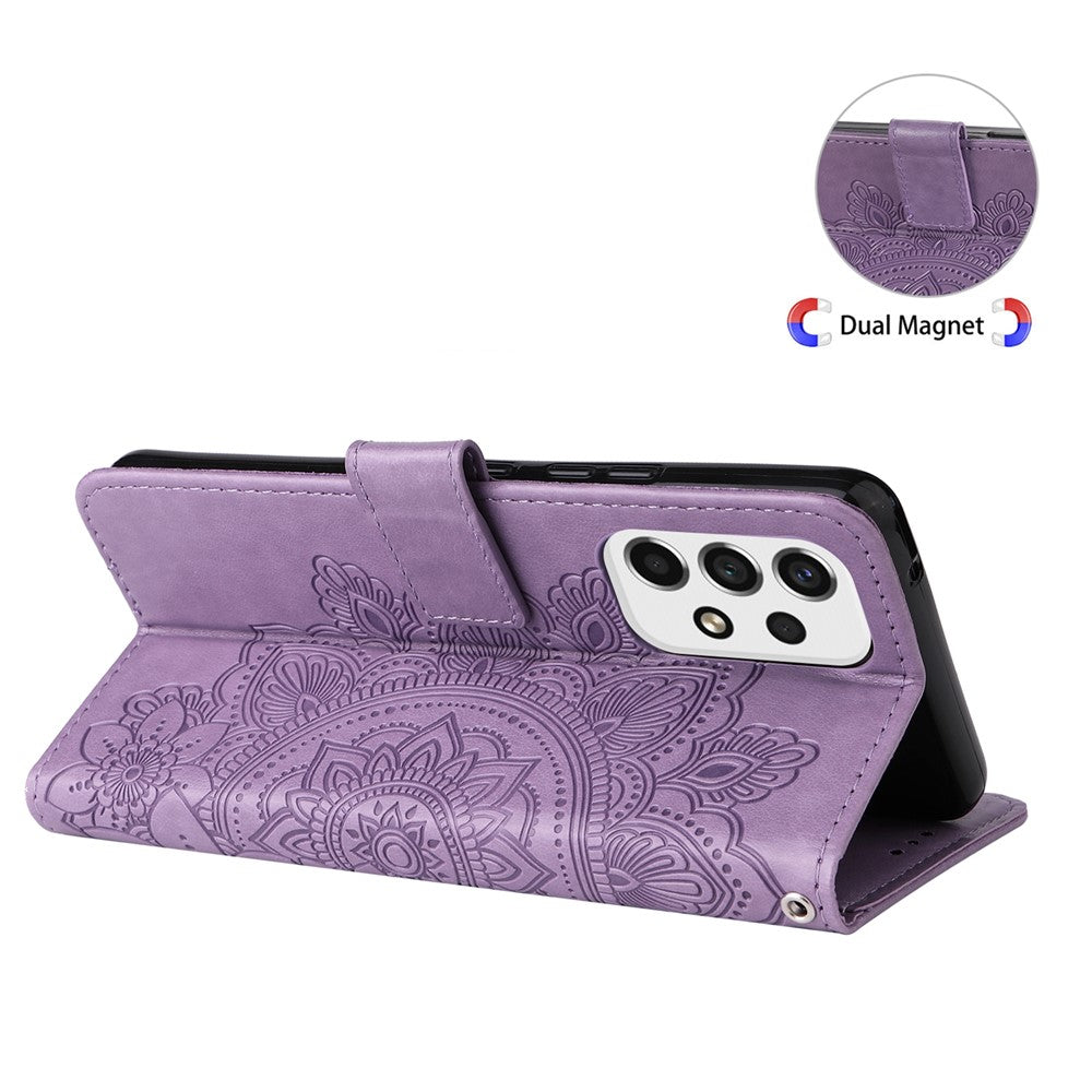 Til Samsung Galaxy A53 5G Etui Blomstret Mønster PU Læder Pung Stativ Telefoncover