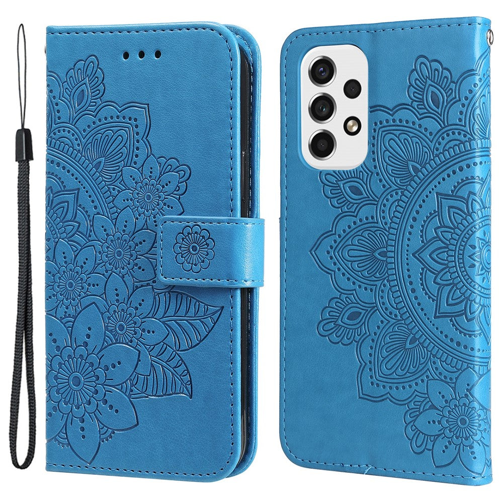Til Samsung Galaxy A53 5G Etui Blomstret Mønster PU Læder Pung Stativ Telefoncover