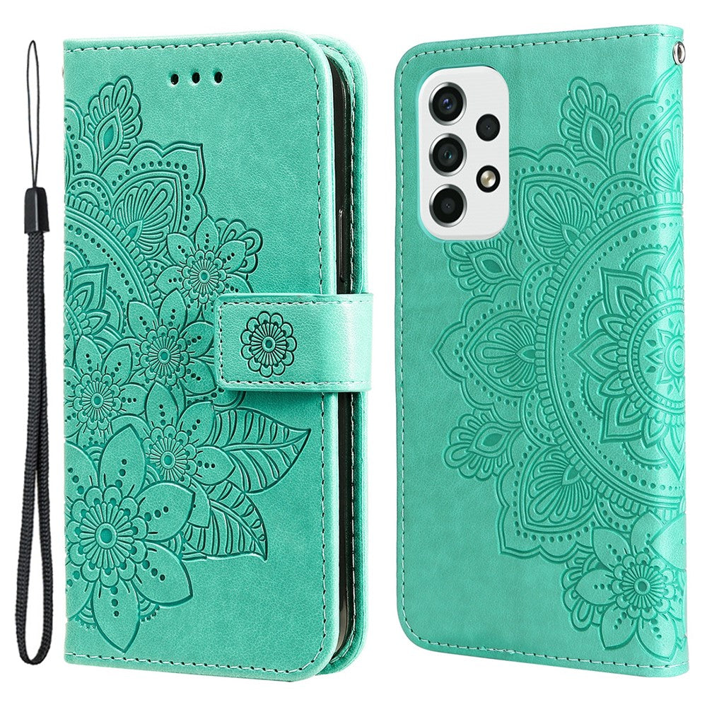 Til Samsung Galaxy A53 5G Etui Blomstret Mønster PU Læder Pung Stativ Telefoncover