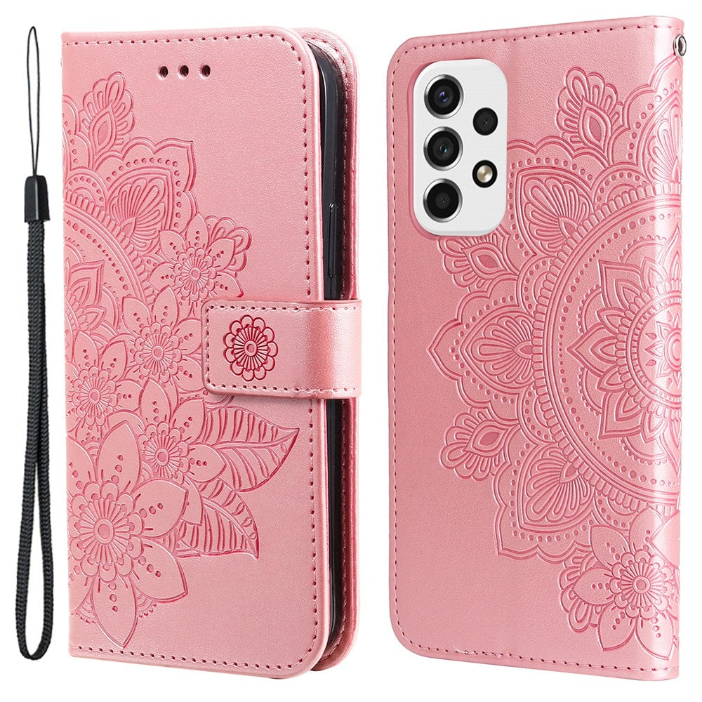Til Samsung Galaxy A53 5G Etui Blomstret Mønster PU Læder Pung Stativ Telefoncover