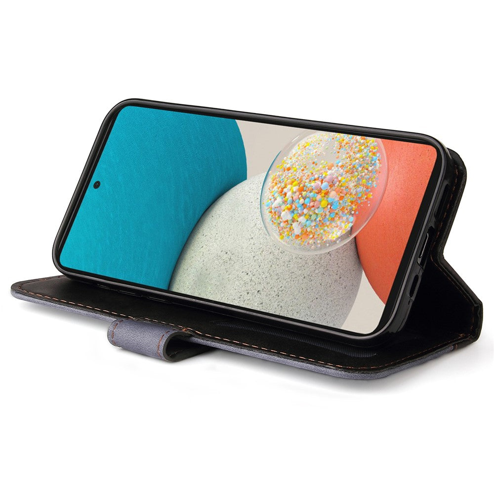 Färgskarvning Stativ Plånboksfunktion PU-läderfodral mobilskydd med Handledsrem för Samsung Galaxy A53 5G