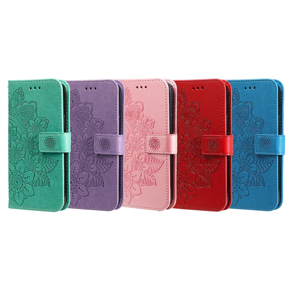 Til Samsung Galaxy A03 (166.5mm) cover Blomstret mønster PU læder pung stander telefoncover