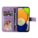 Til Samsung Galaxy A03 (166.5mm) cover Blomstret mønster PU læder pung stander telefoncover