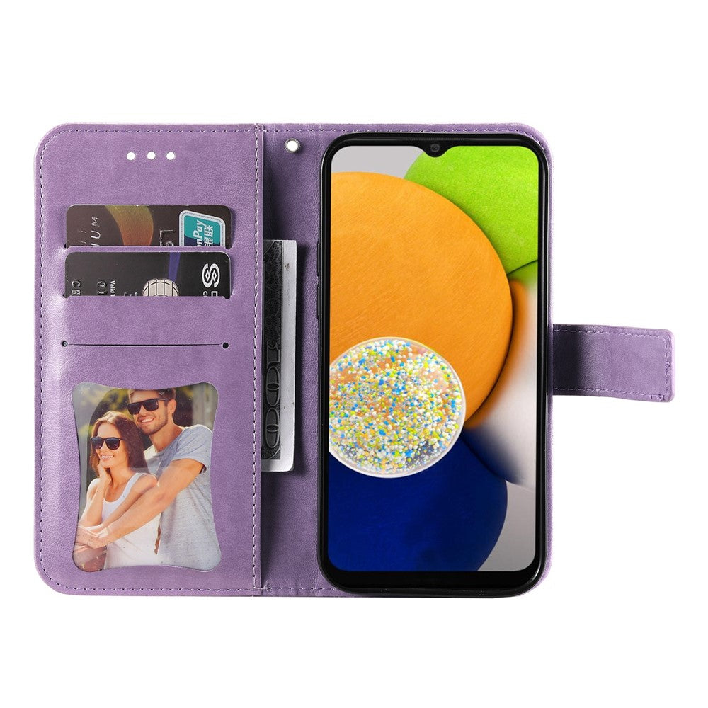 Til Samsung Galaxy A03 (166.5mm) cover Blomstret mønster PU læder pung stander telefoncover