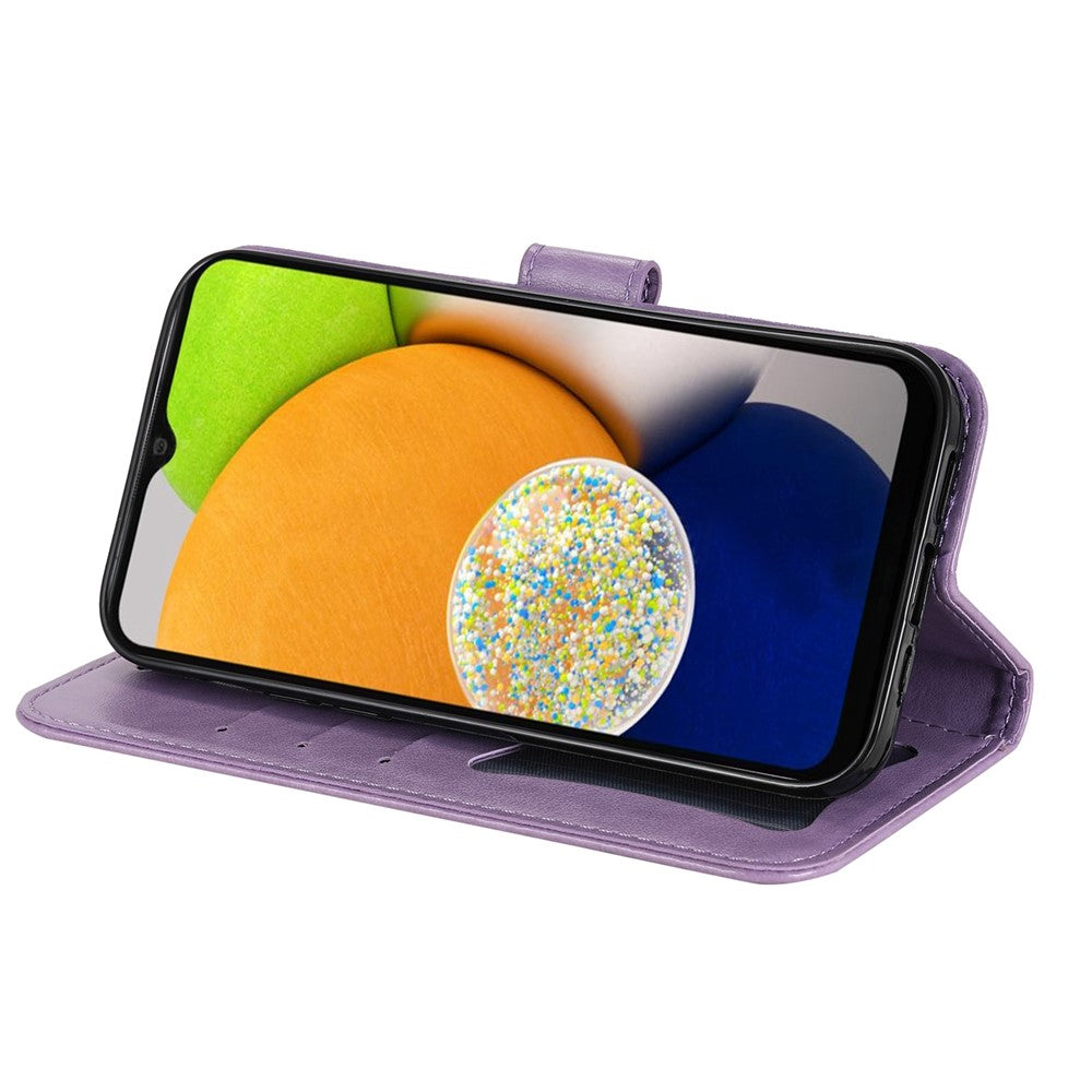 Til Samsung Galaxy A03 (166.5mm) cover Blomstret mønster PU læder pung stander telefoncover