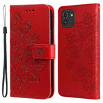 Til Samsung Galaxy A03 (166.5mm) cover Blomstret mønster PU læder pung stander telefoncover