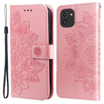 Til Samsung Galaxy A03 (166.5mm) cover Blomstret mønster PU læder pung stander telefoncover
