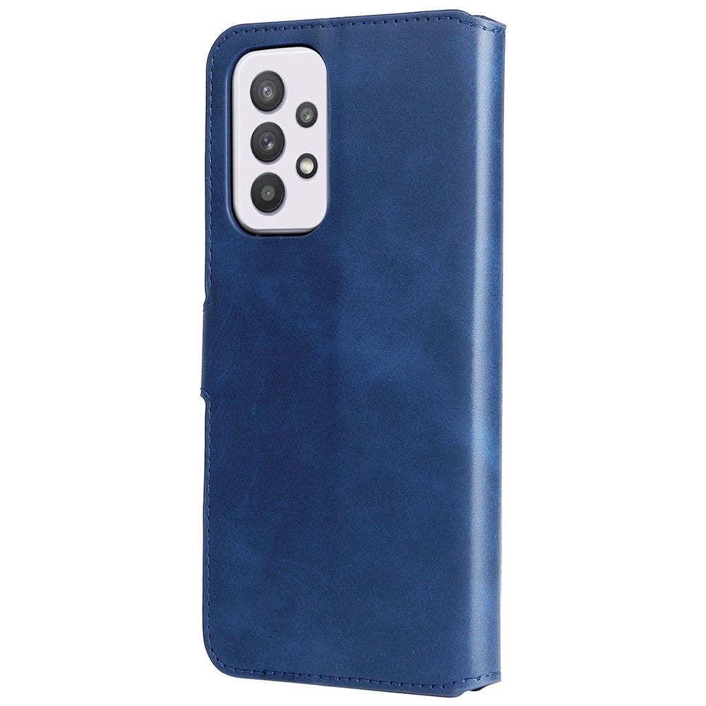 Solid Color Stand Wallet Design Textured Leather Cover + Inner TPU Phone Case for Samsung Galaxy A33 5G
