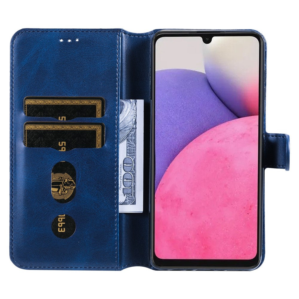 Solid Color Stand Wallet Design Textured Leather Cover + Inner TPU Phone Case for Samsung Galaxy A33 5G