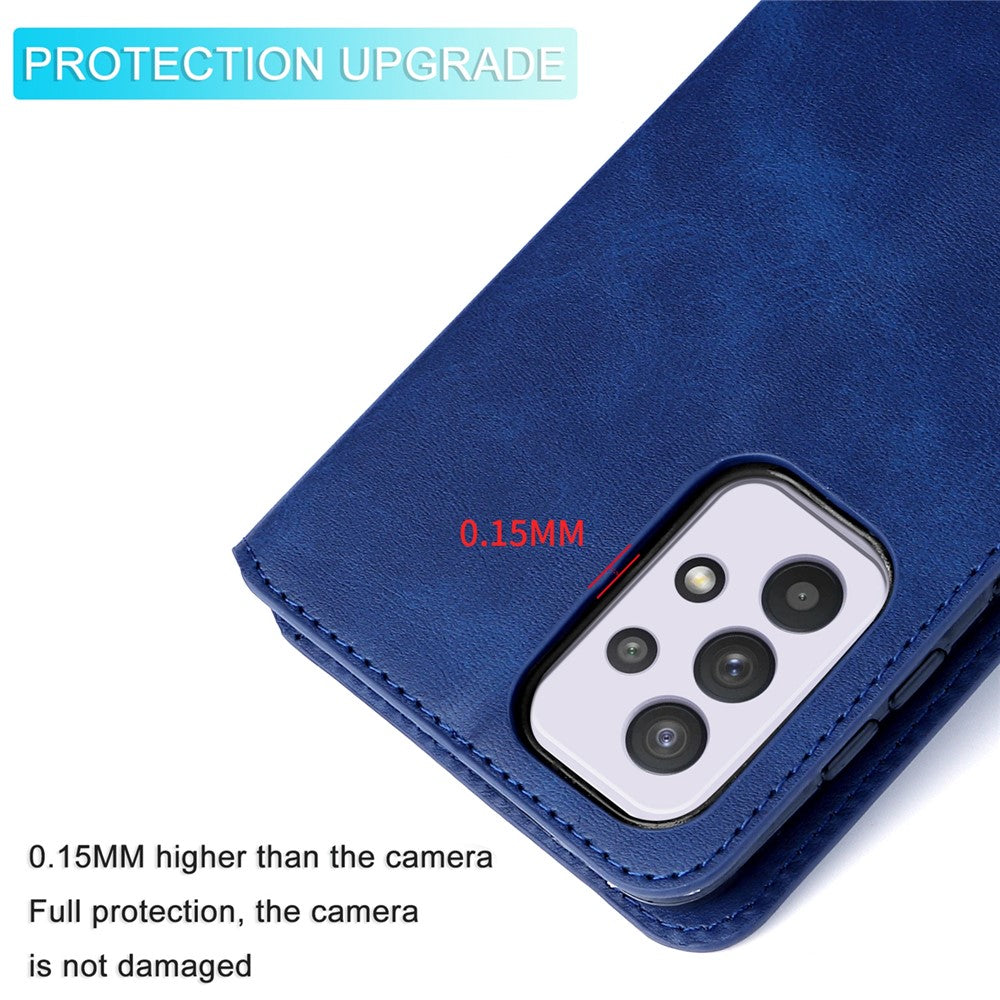 Solid Color Stand Wallet Design Textured Leather Cover + Inner TPU Phone Case for Samsung Galaxy A33 5G