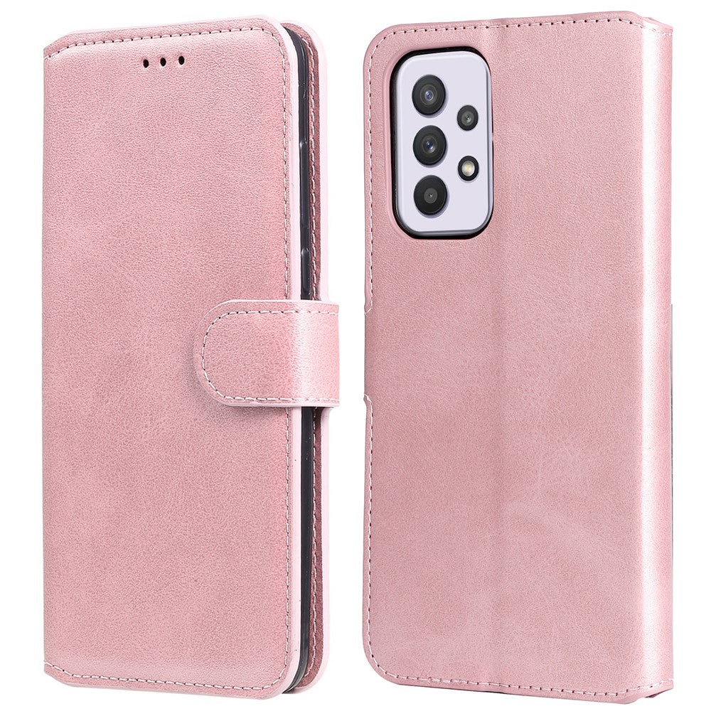 Solid Color Stand Wallet Design Textured Leather Cover + Inner TPU Phone Case for Samsung Galaxy A33 5G