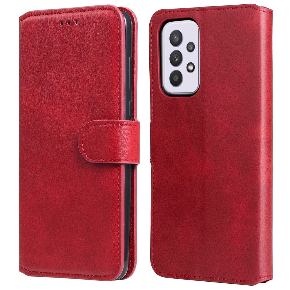Solid Color Stand Wallet Design Textured Leather Cover + Inner TPU Phone Case for Samsung Galaxy A33 5G