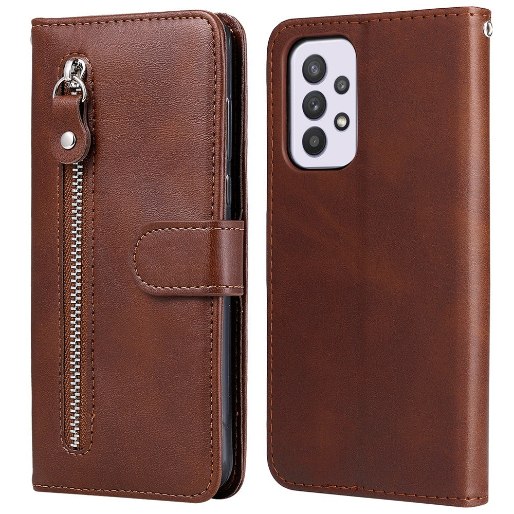 Zipper Pocket Magnetic Clasp Leather Cover Phone Case with Stand Wallet for Samsung Galaxy A33 5G