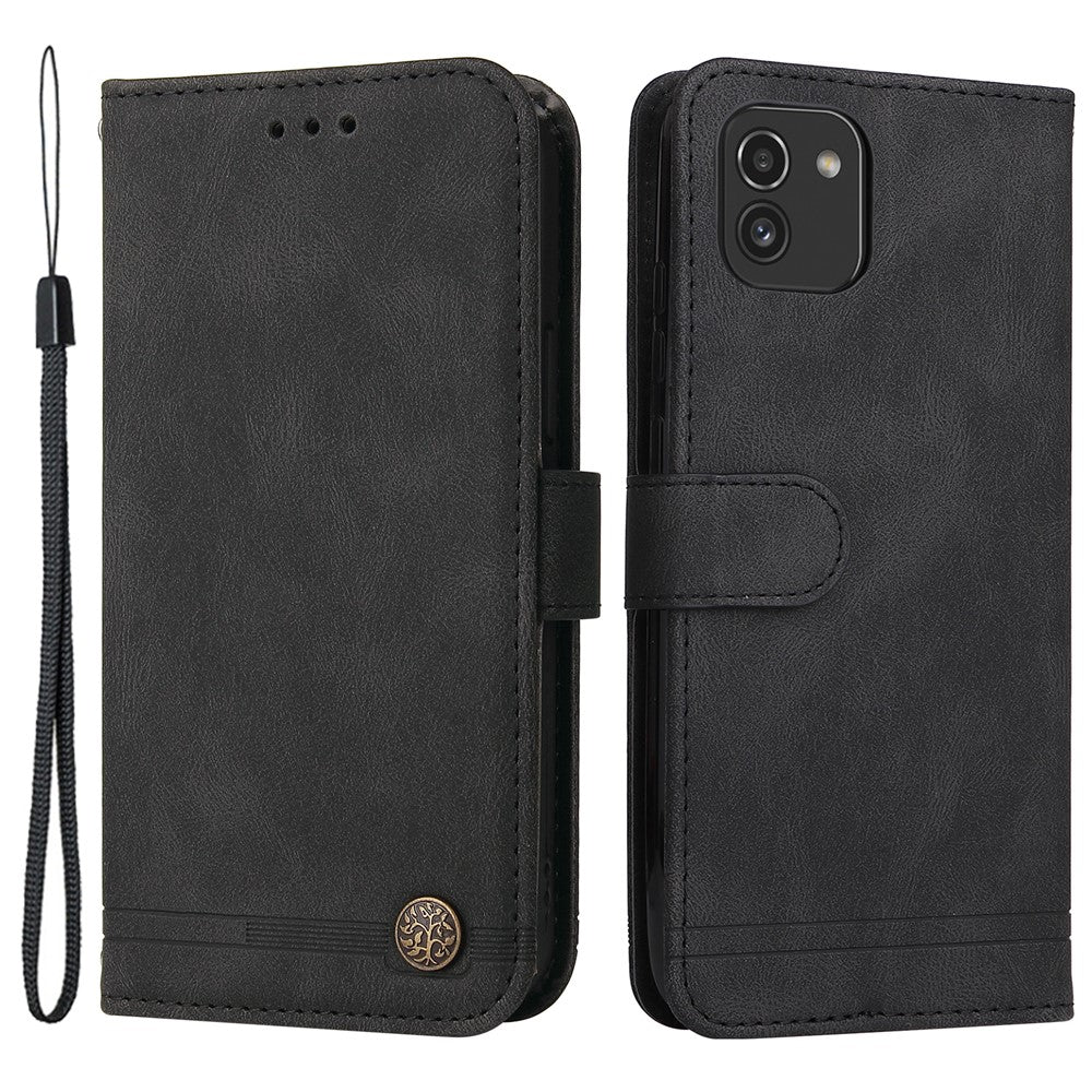Til Samsung Galaxy A03 (164,2 mm) Læderpung Covers Skin Touch Telefoncover Stander med Rem