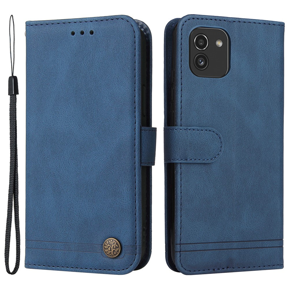 Til Samsung Galaxy A03 (164,2 mm) Læderpung Covers Skin Touch Telefoncover Stander med Rem