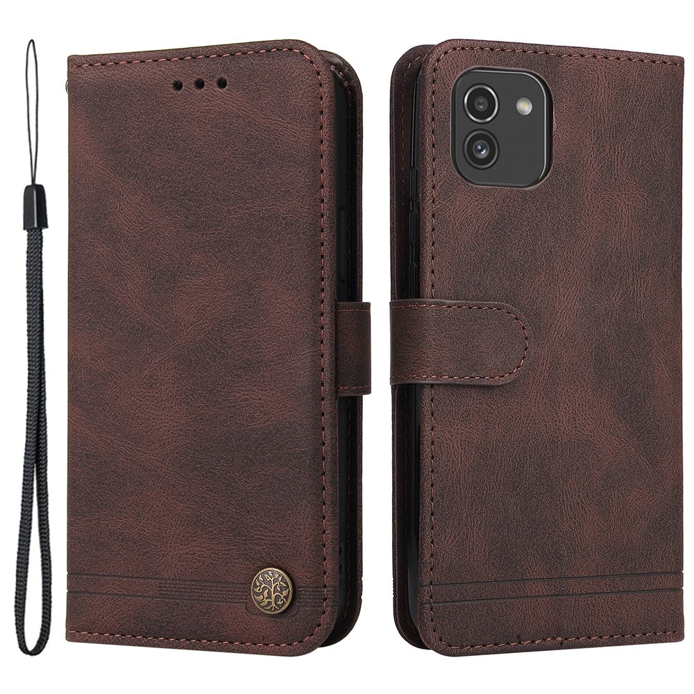 Til Samsung Galaxy A03 (164,2 mm) Læderpung Covers Skin Touch Telefoncover Stander med Rem