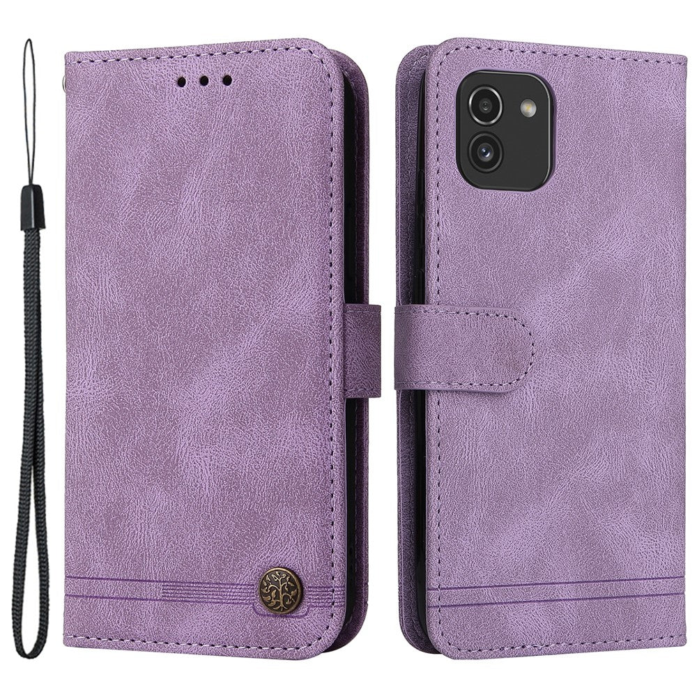 Til Samsung Galaxy A03 (164,2 mm) Læderpung Covers Skin Touch Telefoncover Stander med Rem
