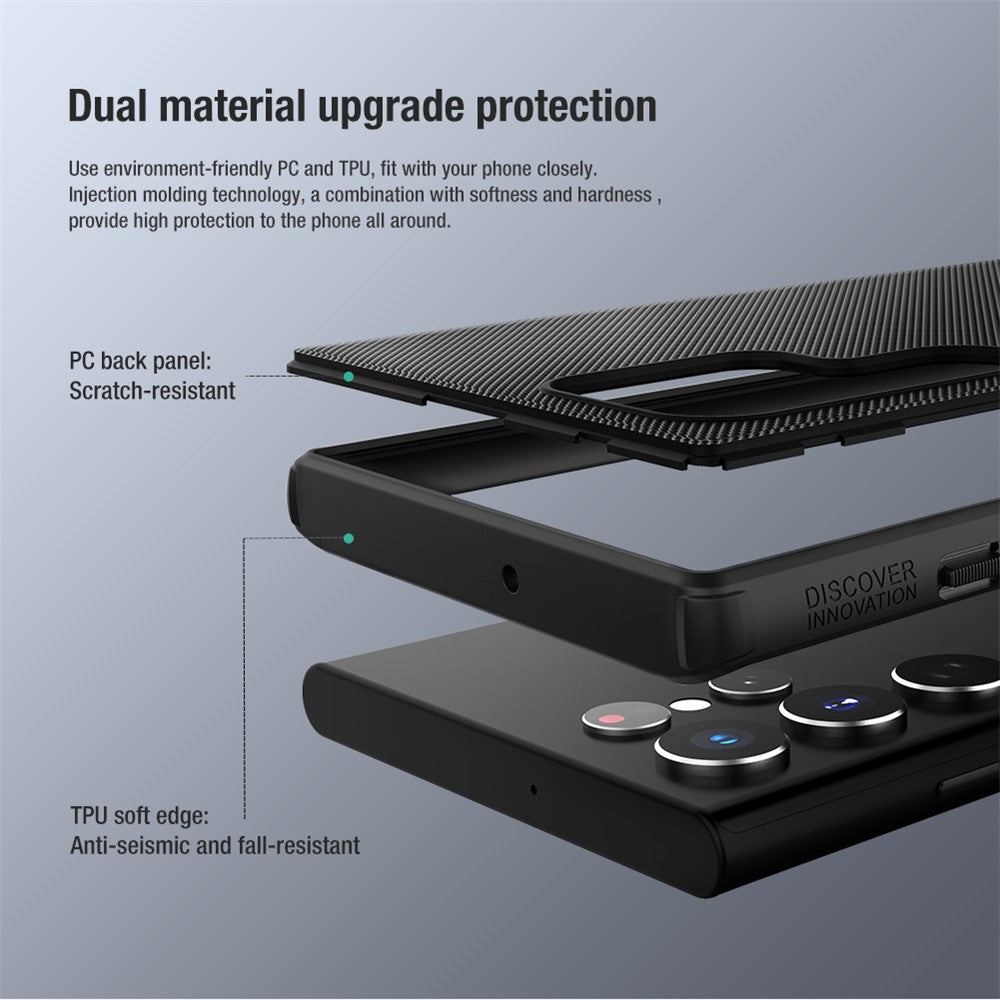 NILLKIN Frosted Shield PC Back + Soft TPU Edge Anti-fall Protective Case Cover for Samsung Galaxy S22 Ultra 5G