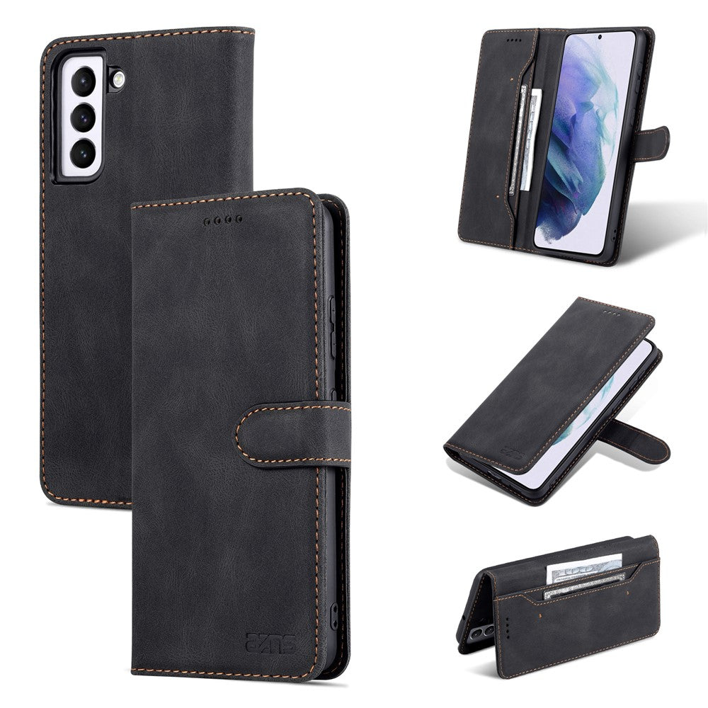 AZNS Wallet Stand PU Leather Full Protection Phone Case Cover for Samsung Galaxy S22+ 5G