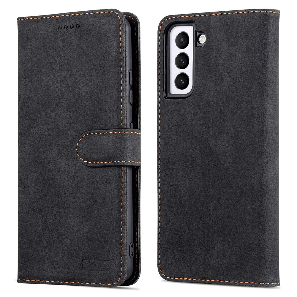 AZNS Wallet Stand PU Leather Full Protection Phone Case Cover for Samsung Galaxy S22+ 5G