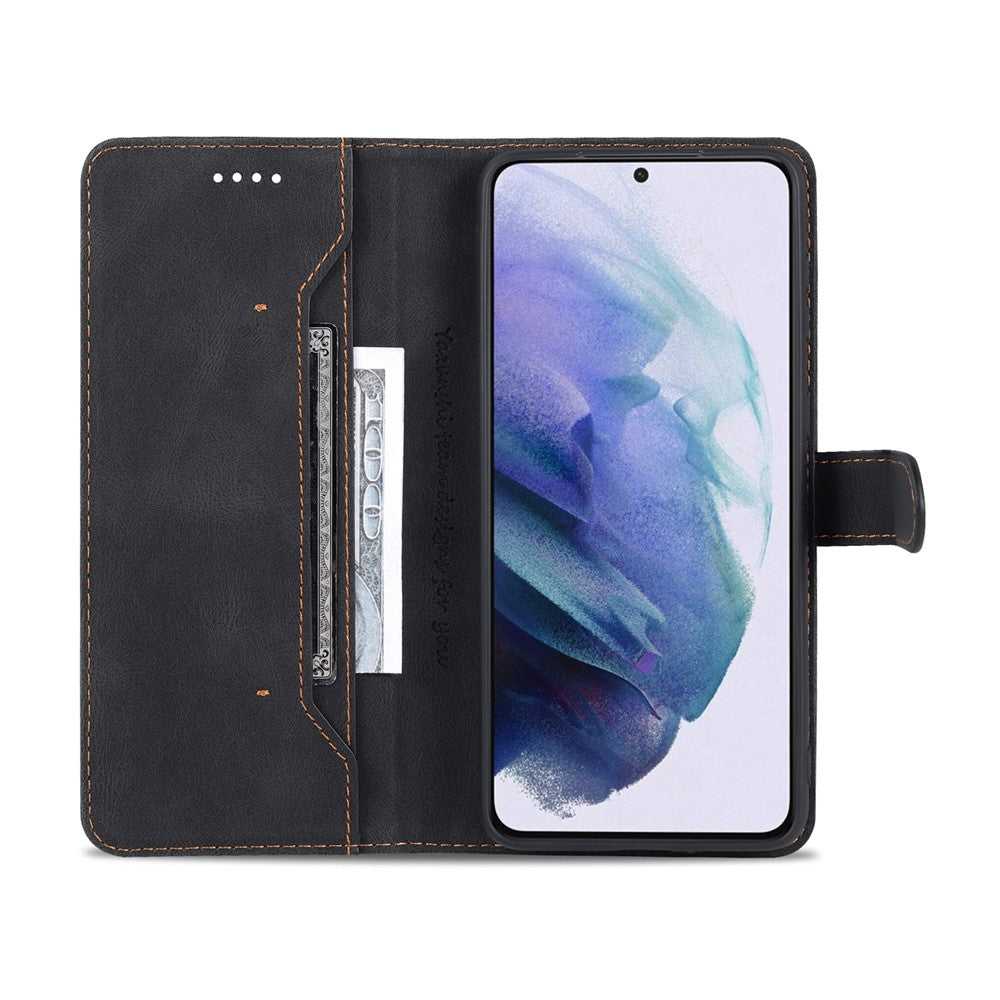 AZNS Wallet Stand PU Leather Full Protection Phone Case Cover for Samsung Galaxy S22+ 5G