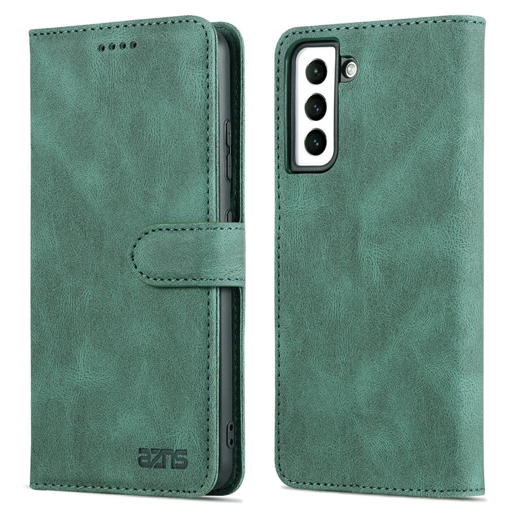 AZNS Wallet Stand PU Leather Full Protection Phone Case Cover for Samsung Galaxy S22+ 5G