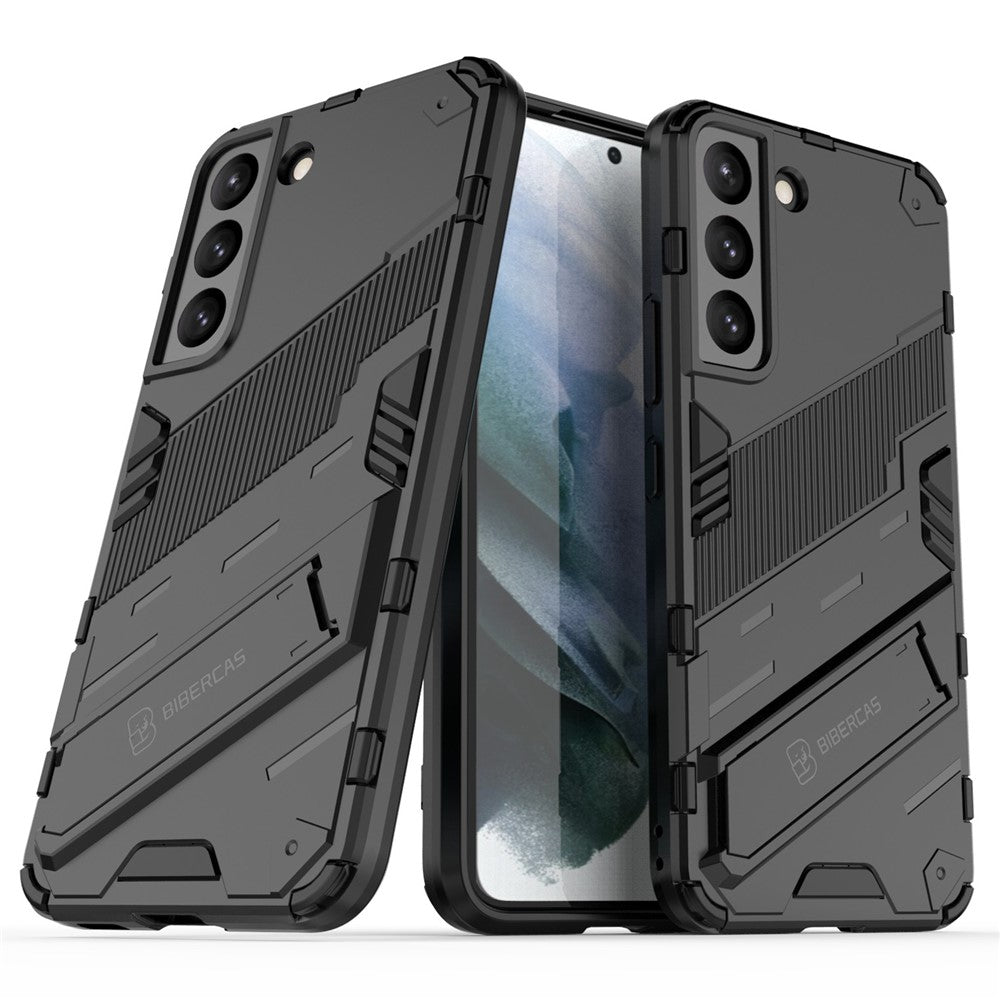 Kickstand Design Flexible TPU + Hard PC Back Phone Cover Anti-Scratch Cellphone Case for Samsung Galaxy S22 5G
