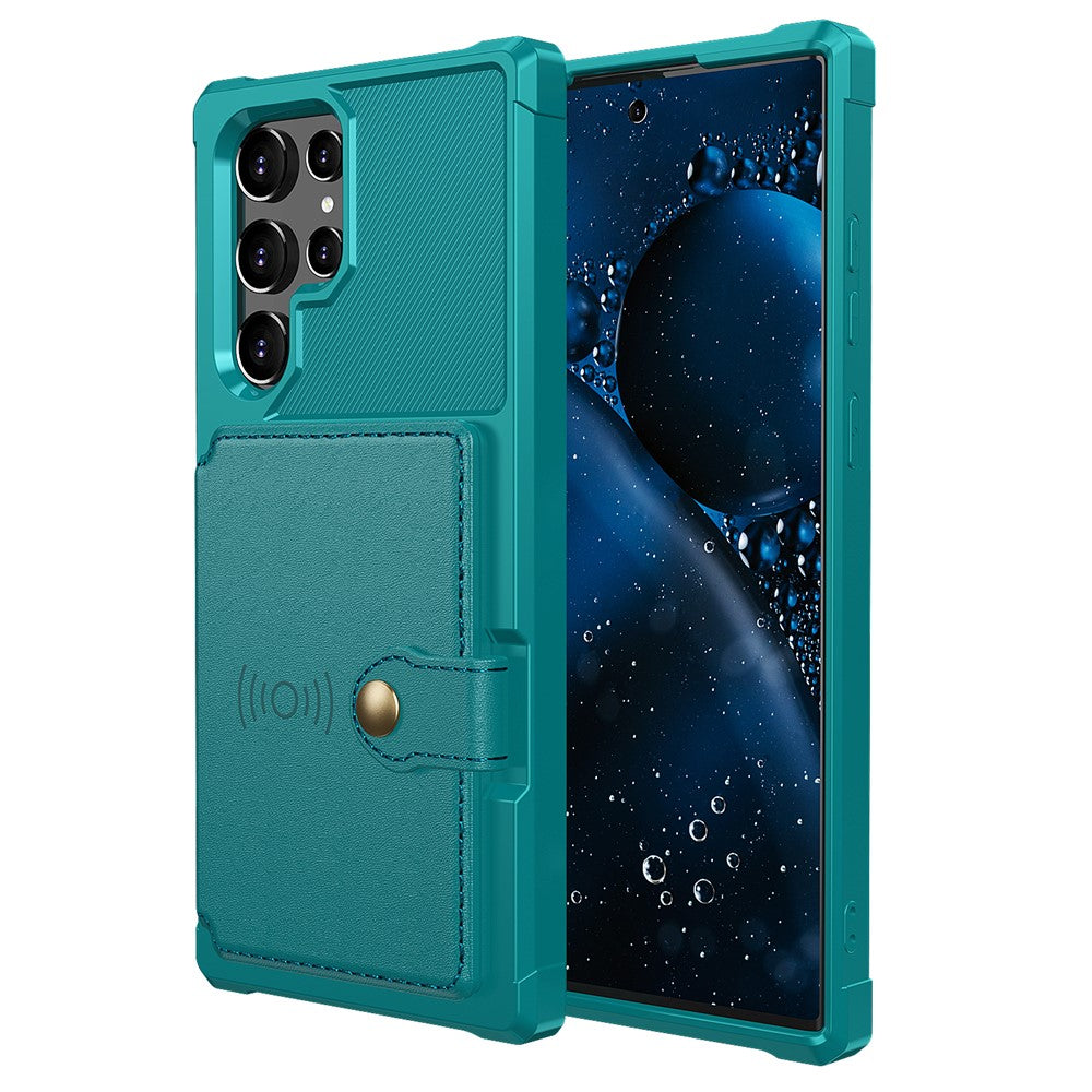 ZM03 cover til Samsung Galaxy S22 Ultra 5G med kortholder og stativ, blødt TPU+PU-lædercover