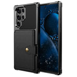 ZM03 cover til Samsung Galaxy S22 Ultra 5G med kortholder og stativ, blødt TPU+PU-lædercover