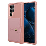 ZM03 cover til Samsung Galaxy S22 Ultra 5G med kortholder og stativ, blødt TPU+PU-lædercover