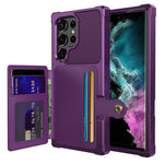 ZM03 cover til Samsung Galaxy S22 Ultra 5G med kortholder og stativ, blødt TPU+PU-lædercover