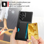 ZM02 Inbyggt magnetiskt metallplåt stötsäkert korthållare PU-läder + TPU hybridskal mobilskydd för Samsung Galaxy S22 Ultra 5G