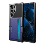 ZM02 Inbyggt magnetiskt metallplåt stötsäkert korthållare PU-läder + TPU hybridskal mobilskydd för Samsung Galaxy S22 Ultra 5G