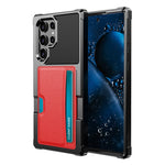 ZM02 Inbyggt magnetiskt metallplåt stötsäkert korthållare PU-läder + TPU hybridskal mobilskydd för Samsung Galaxy S22 Ultra 5G