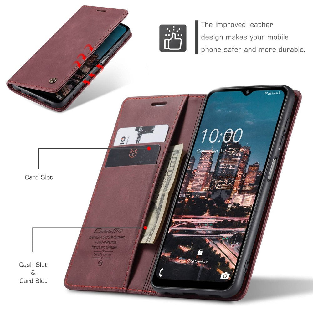 CASEME 013-serien mobilcover i flip-folio-design af PU-læder med stativ til Samsung Galaxy A13 5G / A04s 4G (164,7 mm)