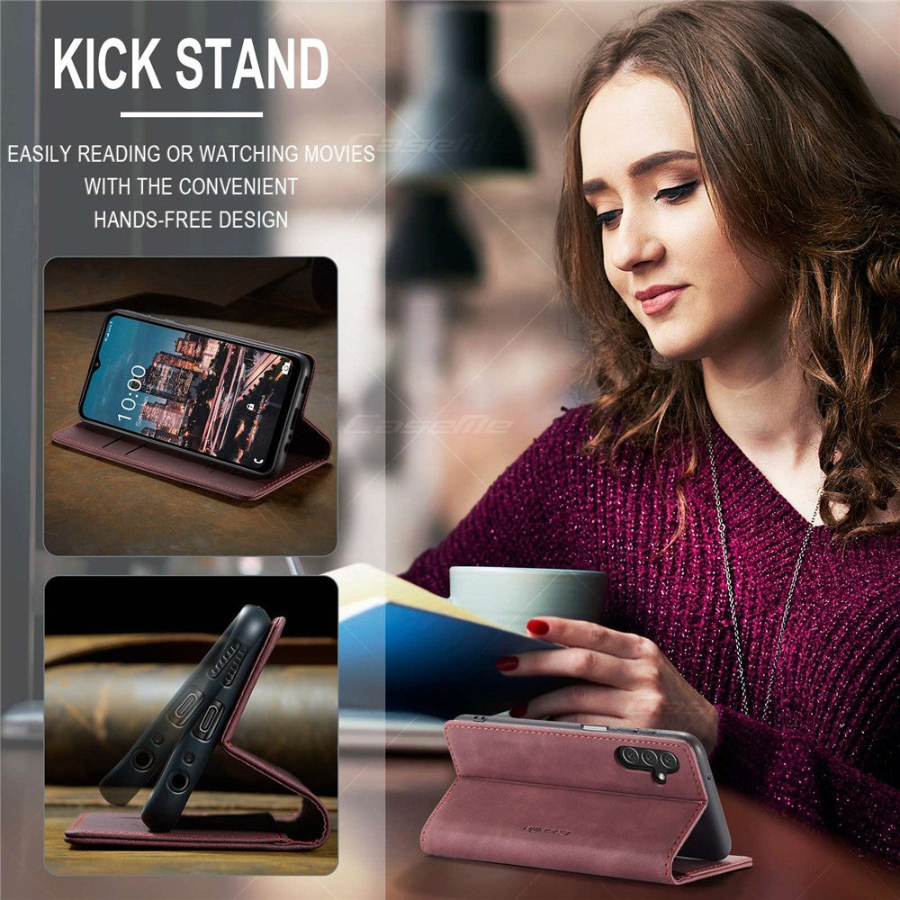CASEME 013-serien mobilcover i flip-folio-design af PU-læder med stativ til Samsung Galaxy A13 5G / A04s 4G (164,7 mm)