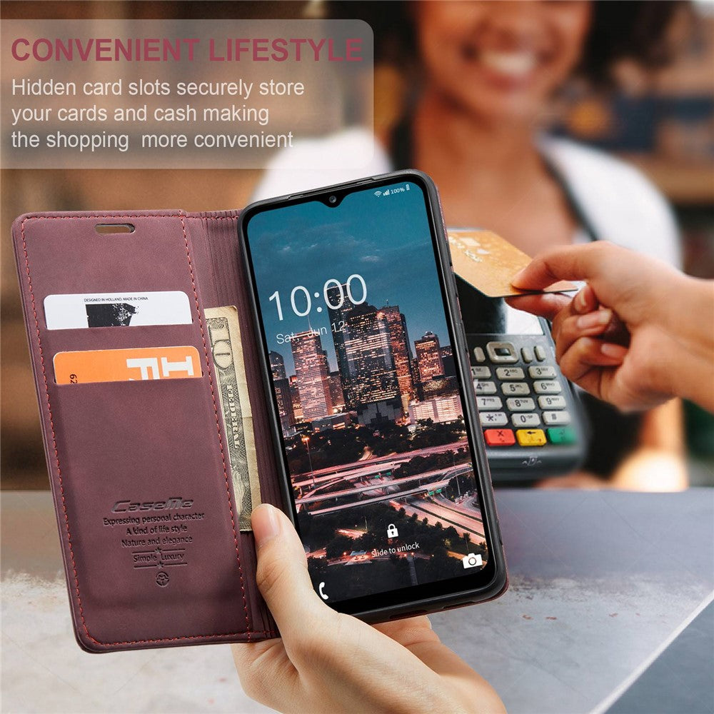 CASEME 013-serien mobilcover i flip-folio-design af PU-læder med stativ til Samsung Galaxy A13 5G / A04s 4G (164,7 mm)