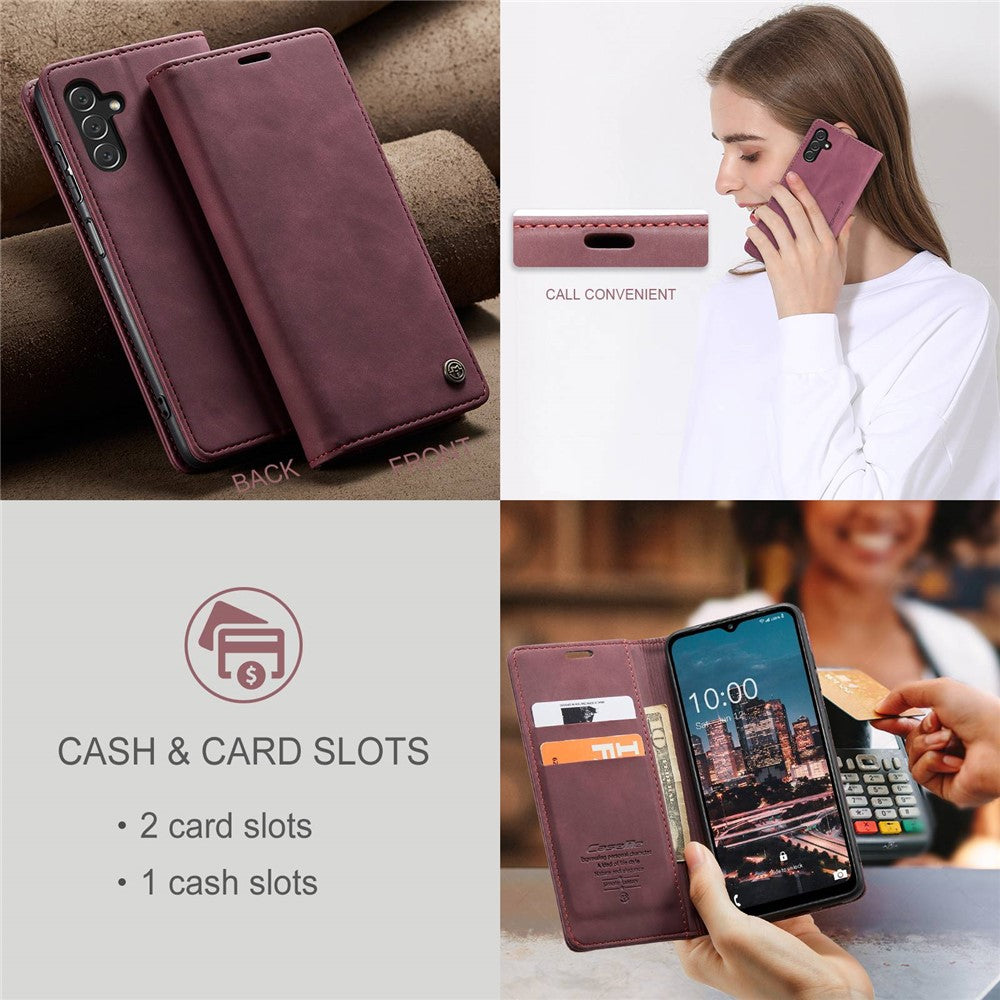 CASEME 013-serien mobilcover i flip-folio-design af PU-læder med stativ til Samsung Galaxy A13 5G / A04s 4G (164,7 mm)