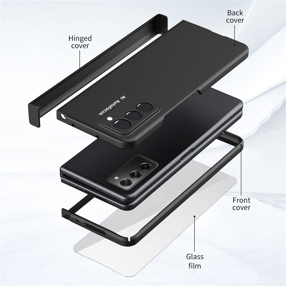 Full Protection Hinge Design Hard PC Folding Phone Case Cover with Glass Screen Protector for Samsung Galaxy Z Fold2 5G
