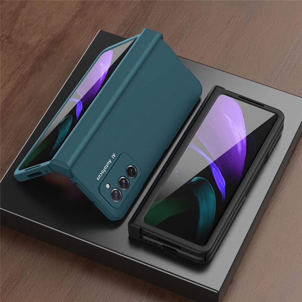 Full Protection Hinge Design Hard PC Folding Phone Case Cover with Glass Screen Protector for Samsung Galaxy Z Fold2 5G