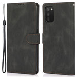 Stand PU Leather Wallet Case Magnetic Shockproof Cover with Wrist Strap for Samsung Galaxy A03s (164.2mm)
