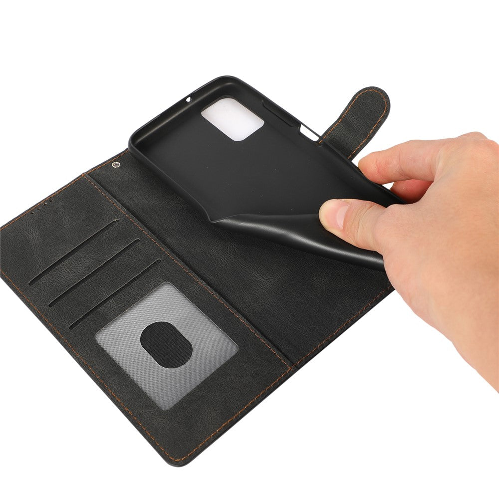 Stand PU Leather Wallet Case Magnetic Shockproof Cover with Wrist Strap for Samsung Galaxy A03s (164.2mm)