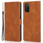 Stand PU Leather Wallet Case Magnetic Shockproof Cover with Wrist Strap for Samsung Galaxy A03s (164.2mm)