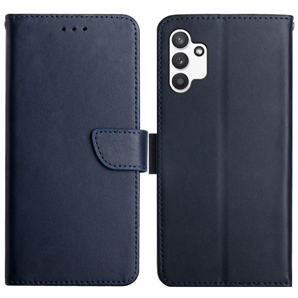 Til Samsung Galaxy A13 4G Enkel Farve Nappa Tekstur Ægte Læder + TPU Telefonetui Justerbart Stativ Kortholder Folio Flip Cover