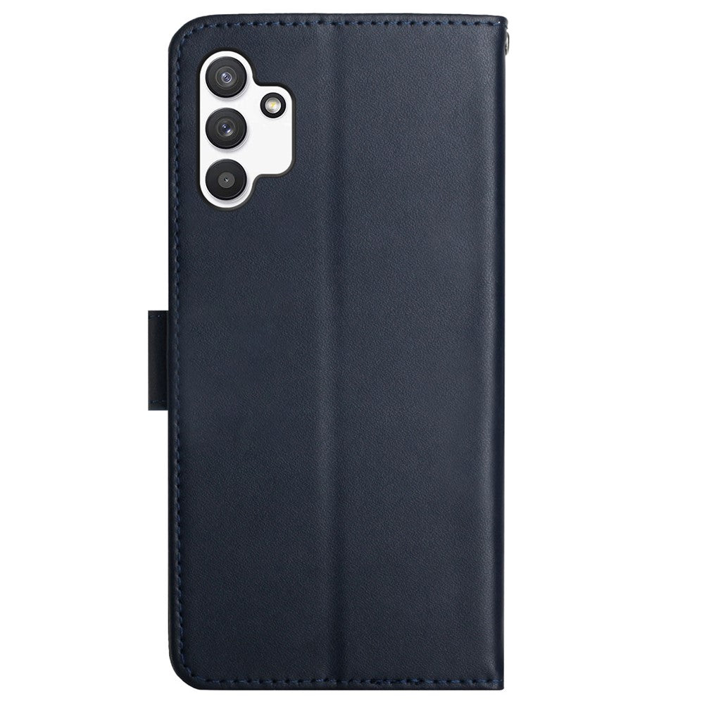 Til Samsung Galaxy A13 4G Enkel Farve Nappa Tekstur Ægte Læder + TPU Telefonetui Justerbart Stativ Kortholder Folio Flip Cover