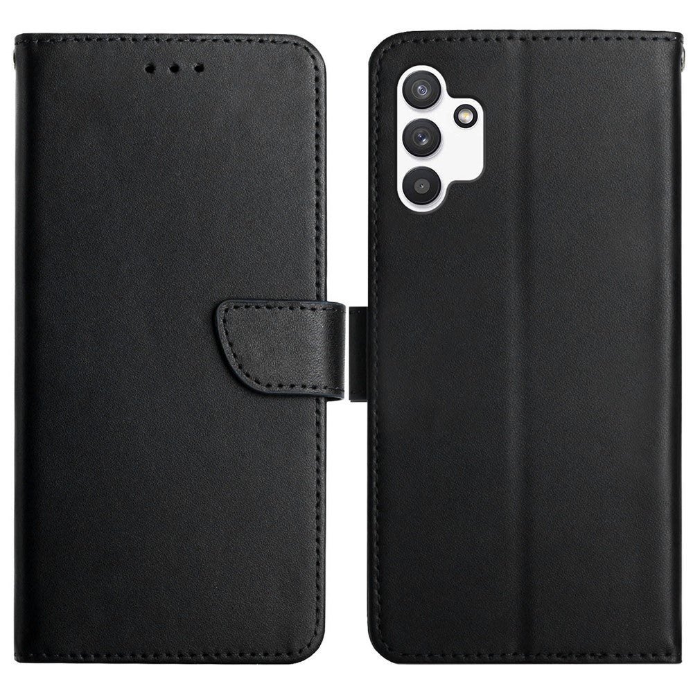 Til Samsung Galaxy A13 4G Enkel Farve Nappa Tekstur Ægte Læder + TPU Telefonetui Justerbart Stativ Kortholder Folio Flip Cover
