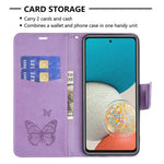 Cover med flere sommerfugleprægede mønstre i PU-læder, flip-pung, stativ og stødsikker beskyttelse med rem til Samsung Galaxy A53 5G