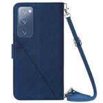 PB2-1 Series Stylish Lines Imprinting Magnetic Clasp Shock-absorption PU Leather + TPU Stand Wallet Phone Cover Case with Shoulder Strap for Samsung Galaxy S20 FE 2022/S20 FE/S20 FE 5G/S20 Lite